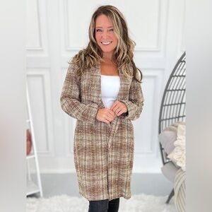 Scarlett Women's Beige Checkered Cardigan